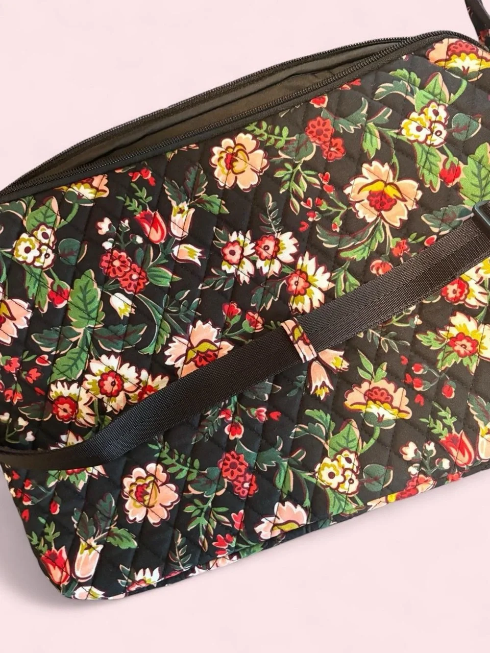 Vera Bradley Hidden Hearts Quilted Cotton Laptop Crossbody Bag